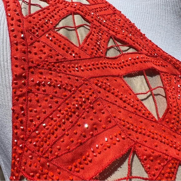 Lela Rose Silk embroidered beaded sleeveless midi dress Sz 6 - Picture 6 of 12